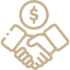 Cash offer handshake icon symbolizing ROI National's quick and easy home selling process.